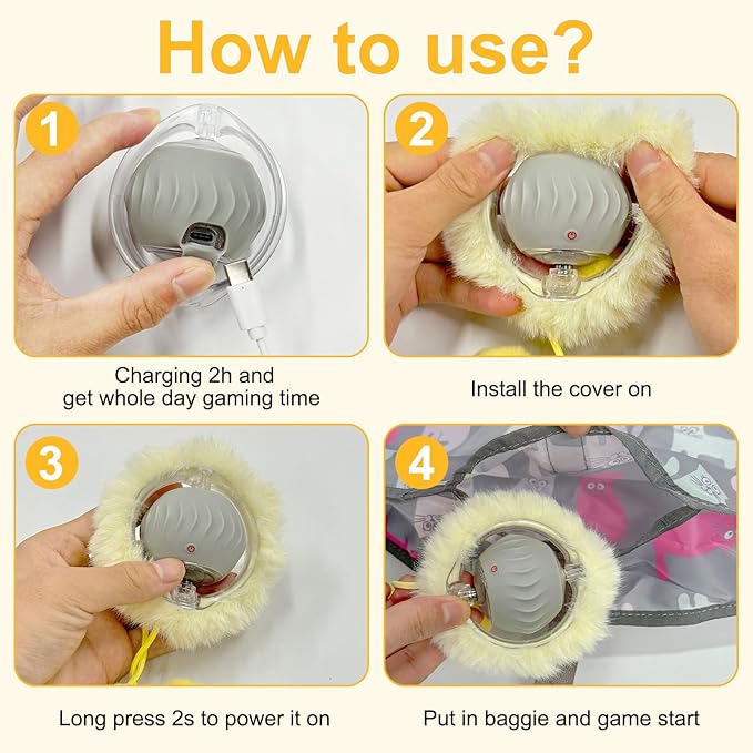 Interactive Cat Toys for Indoor Cats, Automatic Motion Cat Toy in Pouch Fast Rolling Ball in Play Mat Hide and Seek Mouse Catching Game with Chirping Stimulation,Led Light,Auto On/Off(Grey)
