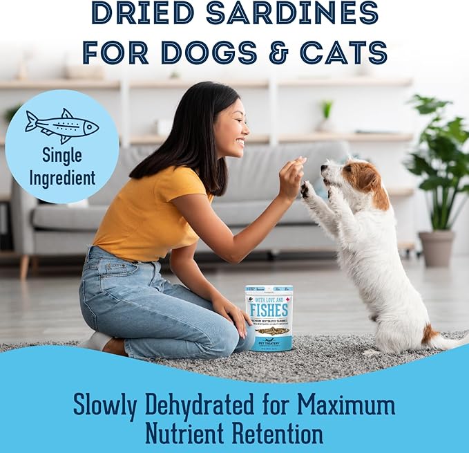 Sardines for Dogs & Sardines for Cats (6.3 o.z.) - Dehydrated Single Ingredient Dog Treats - All Natural Dog Treats, Grain Free – Training Treats