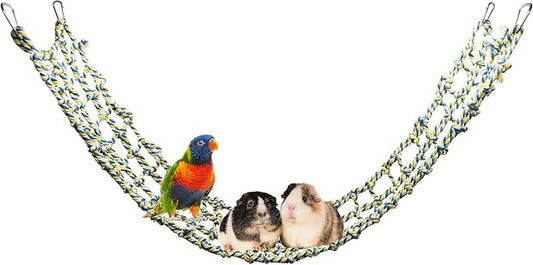 Colorful Bird Rope Net, Pet Hanging Hammock, Ladder Bridge, Small Animal Toy, Cage Decor Accessories for Rat Hamster Bird Ferret