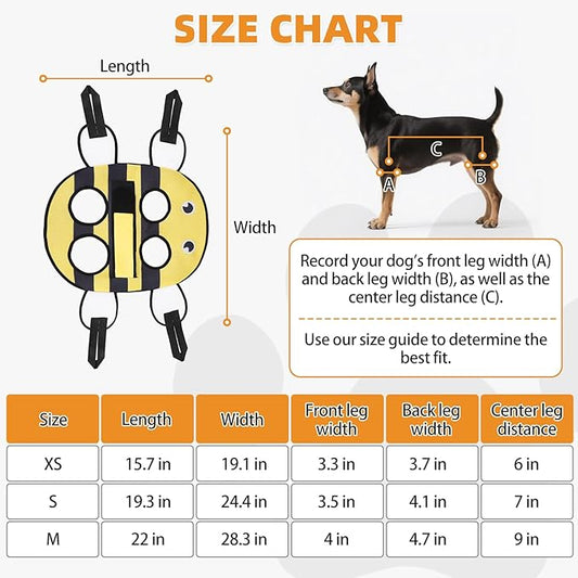 Dog Grooming Hammock for Small Dogs Cats, Cute Bee Design Dog Hanging Harness for Nail Trimming/Clipping,Pet Sling with Grooming Kit and Thick Neck Support & Strap Restraint Claw Care, S