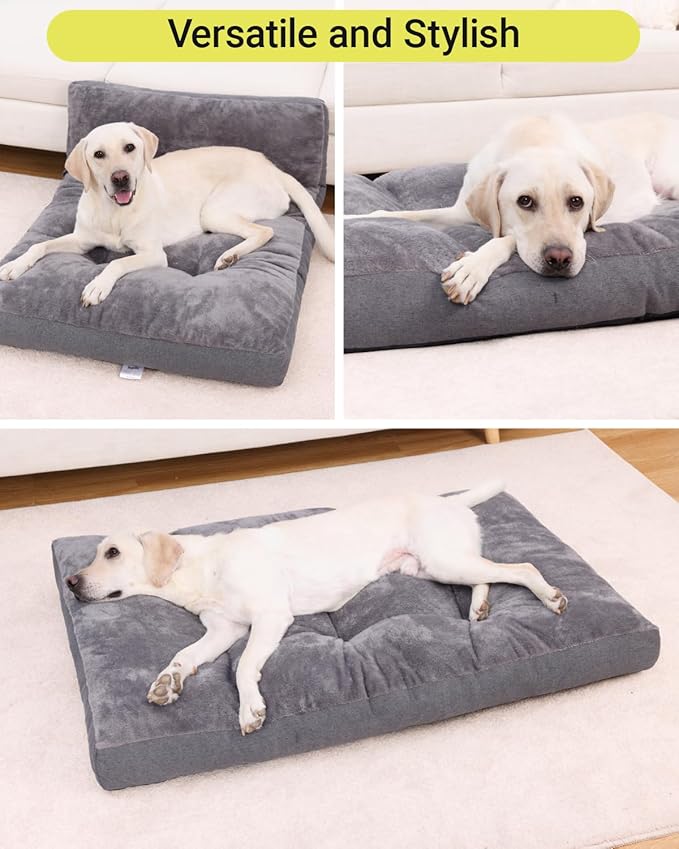 Dog Bed for Crate for Large Dog, Machine Washable Bed XL Crate Plush Pet Kennel Pad with Non-Slip Bottom, Pet Sleeping Mat, 41x27 inch, Dark Gray