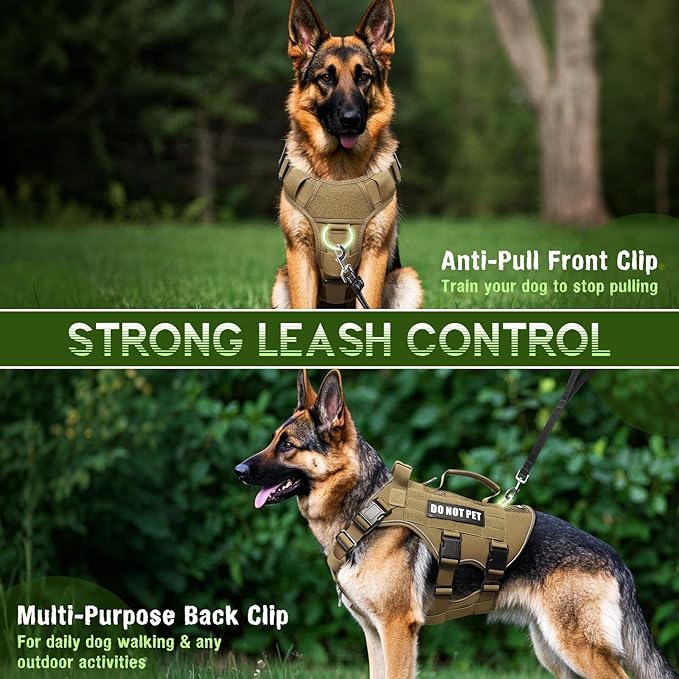 WINSEE Mesh Dog Harness with 10 Pet Patches for Small Service Dog in Training, Breathable Tactical Molle Vest with Double Handle, Reflective Military Pet Vest for Walking Hiking