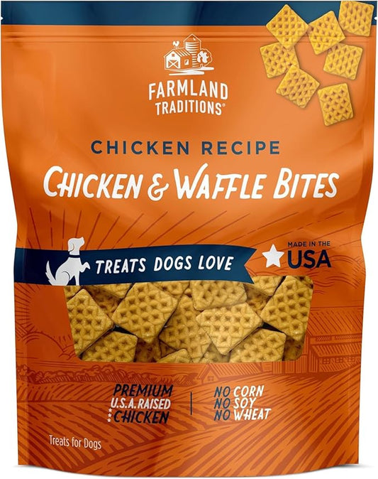 Farmland Traditions Chicken & Waffle Bites, Gluten-Free Dog Treats, Made in USA for All Breeds & Sizes, 2.5 Pound Bag