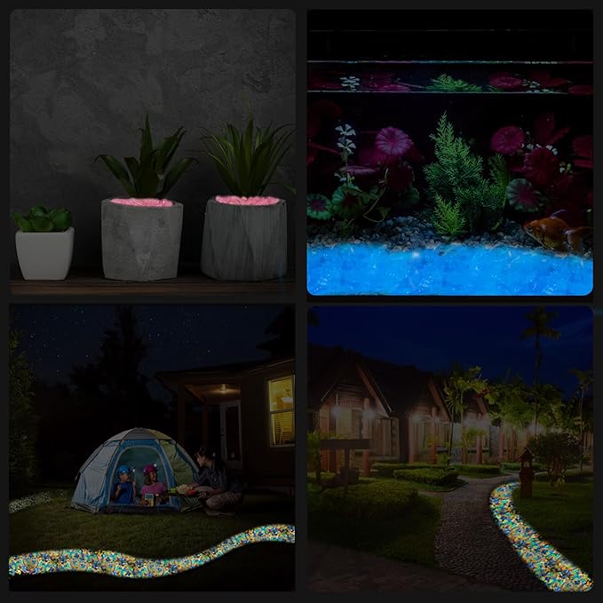Kaiyuan Dynasty 100pc Fish Tank Rocks Aquarium Rocks Glow in The Dark Pebbles Glowing Rocks Luminous Pebbles for Fish Bowl,Garden,Ponds Decor,Blue