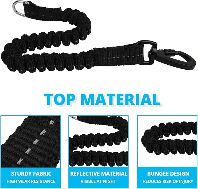 Long Dog Leash 10 FT: Heavy Duty Rope Leashes for Dogs Training with Swivel Lockable Hook Reflective Threads Bungee and Padded Handle - Dog Lead for Large Small Medium Dogs Outside Walking Hiking Blue