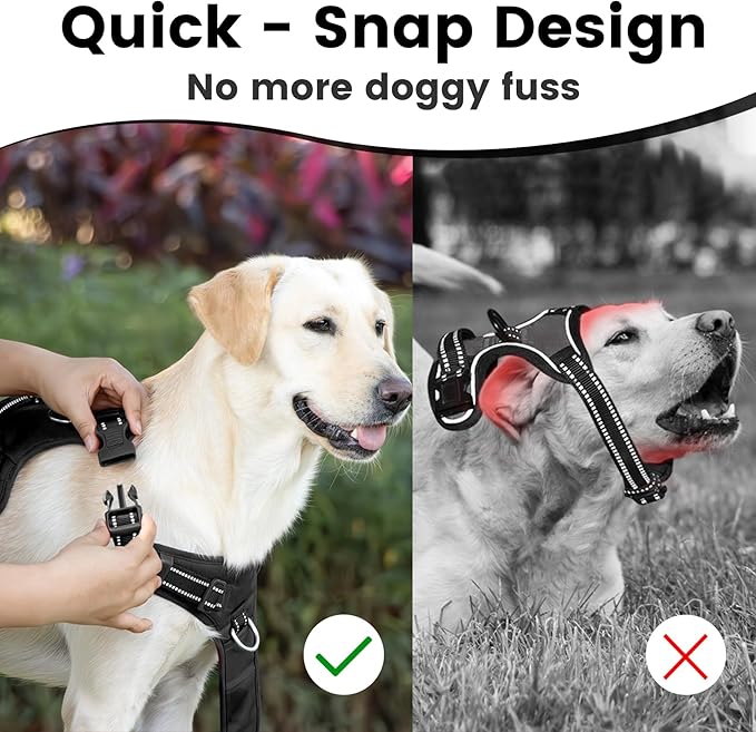 No Pull Dog Harness, Reflective Puppy Vest for Small Medium Large Sized Dog(Black,XS)