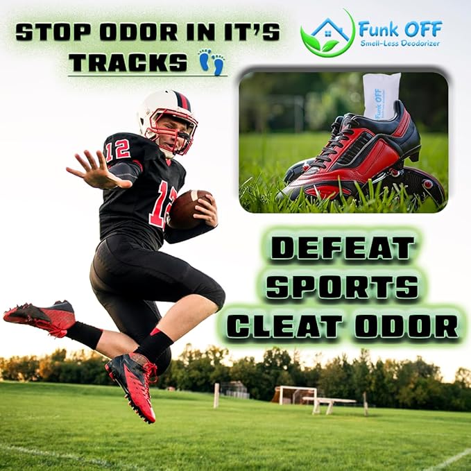 Funk OFF Smell-Less Deodorizer 1-Pack (2 Count) Odor Eliminator, Litterbox Deodorizer, Air Freshener, Pet Areas, Odor Absorber, Athletic Gear, Shoe Deodorizer, Gym Bag, Sports Cleats, Closets, Storage