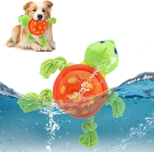 SCENEREAL Turtle Dog Toy - Chew & Fetch Toy for Medium Large Dogs, Floats on Water for Pool, Lake or Beach, Fall Halloween Puppy Toys Interactive Outdoor Training Retrieving Dummy