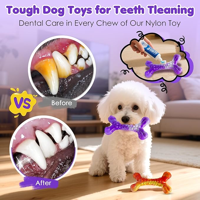 Dog Chew Toy Aggressive Chewers - 2 Pack Indestructible Dog Toys - Tough Dogs Toy to Keep Them Busy - Pet Toys for Medium, Large Breed