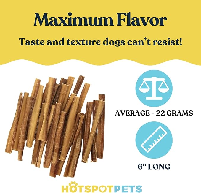 hotspot pets Bully Sticks 6 Inch- 10 Pack- Premium Natural Long Lasting Bully Sticks for Medium Dogs Beef Pizzle Treats - Low Odor, Grain Free Fully Digestible Rawhide Alternative Stix