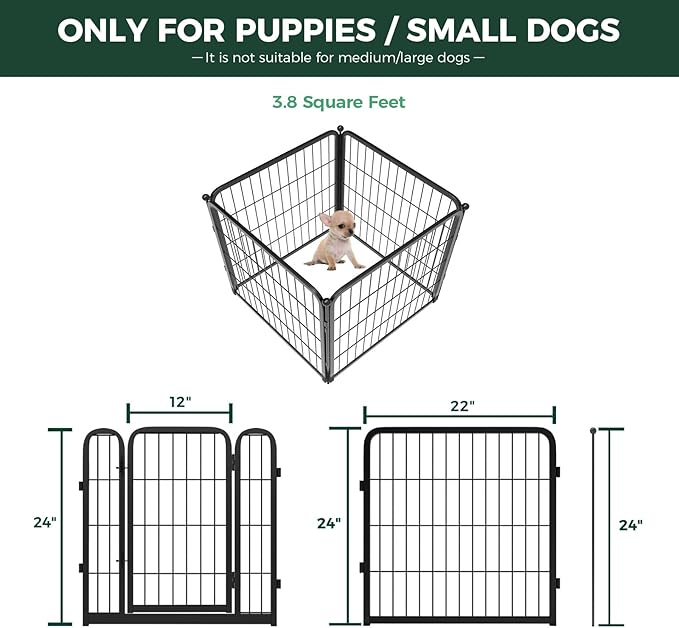 FXW Homeplus Unleashed Indoor Dog Playpen - Stress-Free and Safe Play, Heavy Duty 24 Inch 4 Panels Dog Pen for Puppy and Small Dogs, Black│Patented