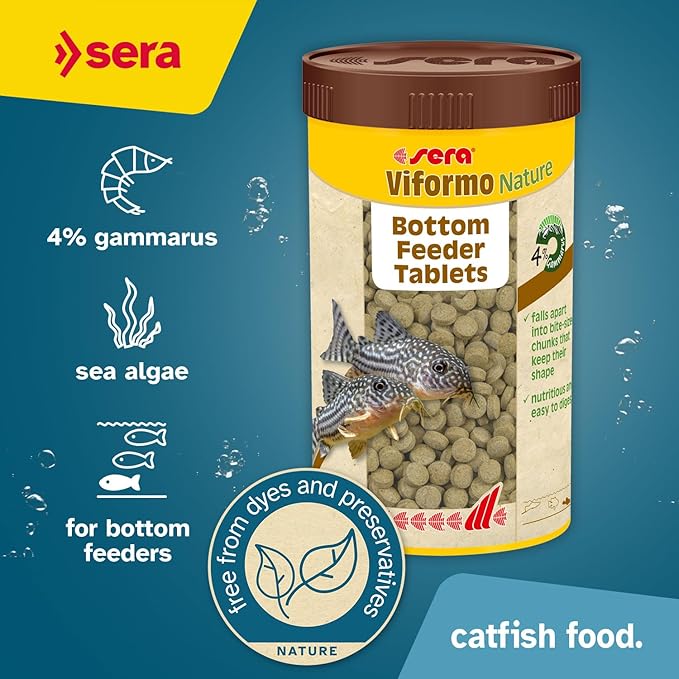 sera Viformo Nature Catfish Food 5.6 oz (250 ml) | Rich in gammarus & Seaweed Vitamins | Ideal for Bottom Feeders | No Artificial additives | Maintains Clear Water | 4% Protein-Rich gammarus