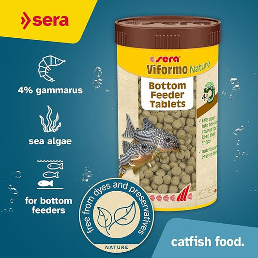 sera Viformo Nature Catfish Food 5.6 oz (250 ml) | Rich in gammarus & Seaweed Vitamins | Ideal for Bottom Feeders | No Artificial additives | Maintains Clear Water | 4% Protein-Rich gammarus