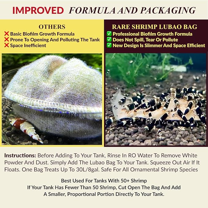 Aquarium Shrimp Bacteria Culture Bag Lu Bao Kallax Ball - Premium Bio Bag Biofilm for Crystal Red, Caridina & Neocaridina Breeding - Natural Microorganism Bag Supplement by Rare Shrimp - 5 Pack