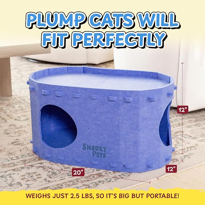 Tess & Liza Felt Cat Cave – Cozy Hideaway for Cats & Kittens | Eco-Friendly Felt Cat House | Durable & Spacious Cat Bed for Large Cats | Stylish Indoor Pet Furniture by Snarky Pets™ Brown