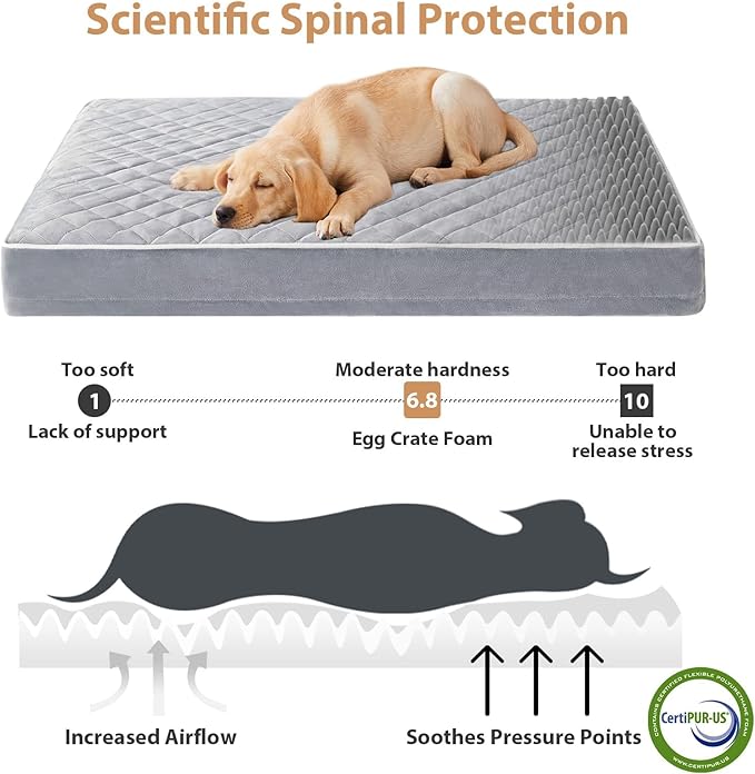 WNPETHOME Orthopedic Giant Dog Beds Large Sized Dog, Waterproof Extra Large Dogs Bed with Removable Washable Cover, Multi-Needle Quilting Dogs Crate Bed