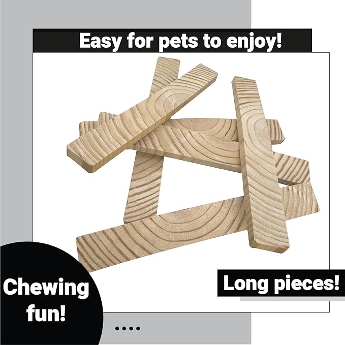 3010 Block Type 10 Natural Long Slat 6-Pack Wood Parts for Parrot Bird for Cage Medium Parrots African Grey Cockatoo Shredding Chew Toy Enrichment Supply