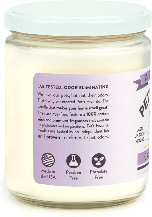 Pet's Favorite Pet Odor Candle, Clean Burning, Long Lasting Scented Candles with a Cotton Wick. (Calming Lavender, Pack of 1)