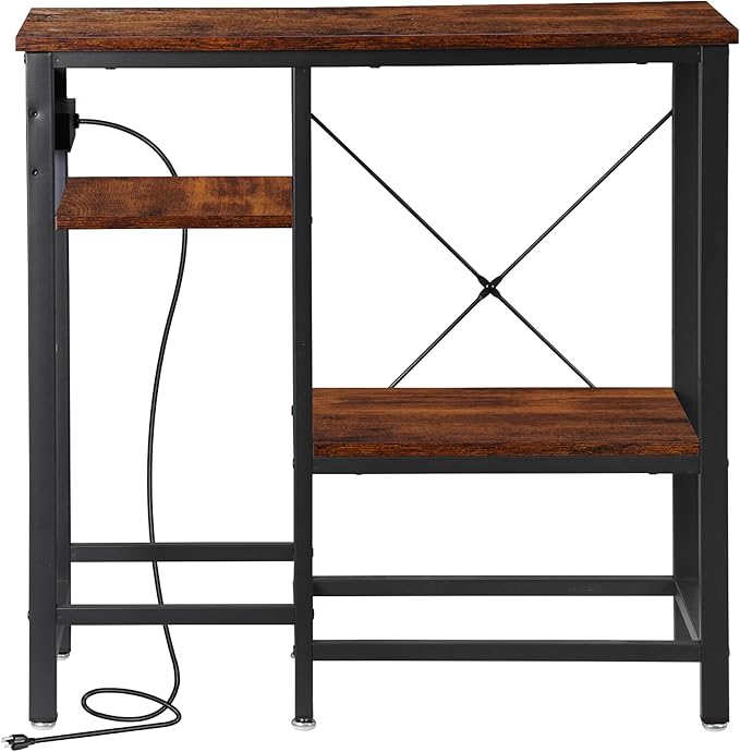 20-29-37 Gallon Fish Tank Stand with Power Outlet, Metal Aquarium Stand with Adjustable Shelves, 6-Leg Heavy Duty Reptile Storage Rack for Living Room, Office, Rustic Brown, 400LBS Capacity