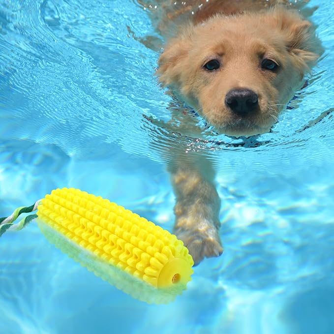 Sumind Dog Tough Corn Toys for Aggressive Chewers Indestructible Durable Squeaky Toothbrush Interactive Corn Puppy Toys for Small Medium Large Breed for Training and Cleaning Teeth