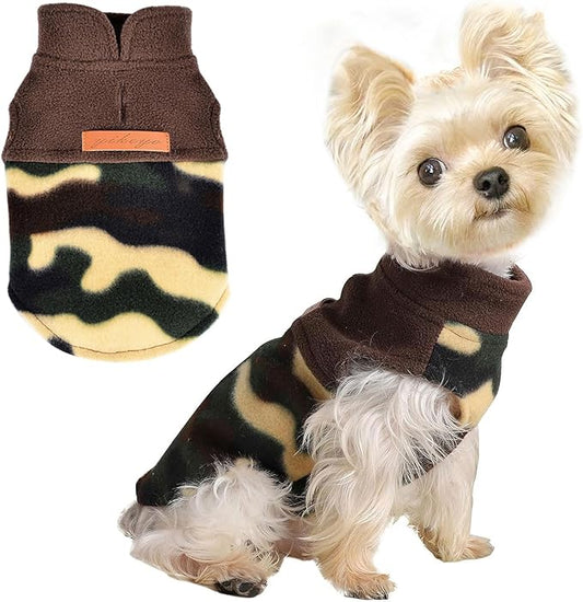Dog Sweaters for Small Dogs Girl Boy Fleece Puppy Sweater Warm Soft Pet Holiday Clothes for Small Cats Dogs Chihuahua Sweatshirt, S, Camouflage