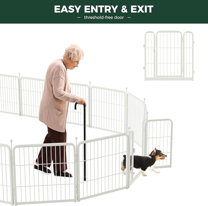 FXW Rollick Unleashed Dog Playpen for Indoor, Yard, RV Camping, 32 inch 48 Panels for Small and Medium Dogs, White│Patented
