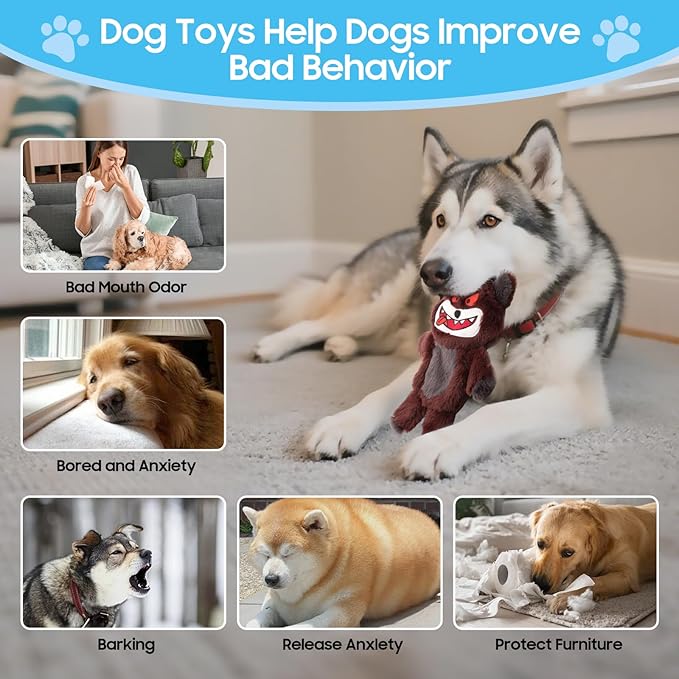 Bzonsmart Dog Squeaky Toys, 5 PCS Crinkle Plush Dog Toys, Dog Toys Value Bundle for Small Medium and Large Dogs, Dog Chew Toys to Keep Them Busy