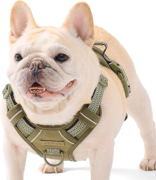 No Pull Dog Harness for Medium Dogs, Easy on/Off with Neck Buckle, Adjustable Reflective Harness Vest with Handle, for Working Training Hiking Walking, Escape Proof Pet Vest