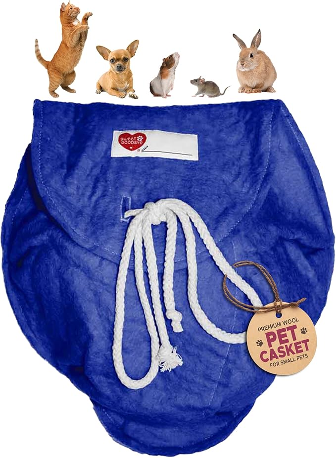 Cloud® - Eco-Friendly Pet Burial & Cremation Ceremony Kit - Casket for Smaller Pets: Rabbits, Hamsters, Gerbils, Birds, Fish, Reptiles, Small Cats (Choose Size & Color)(Small, Indigo)