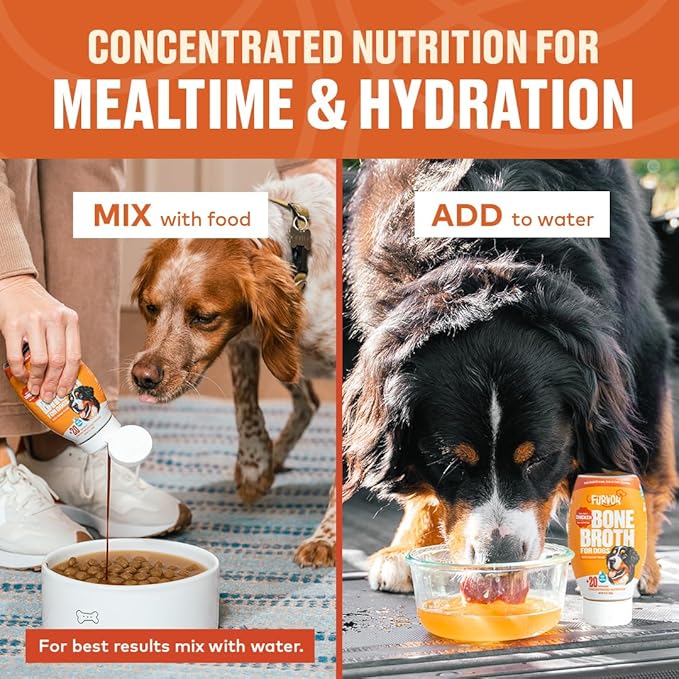 Chicken Bone Broth Concentrate for Dogs - Collagen Protein Supplement for Digestion, Mobility, Coat, Immune System, Joints - Healthy Dog Food Topper - Human Grade, Made in USA (12 oz, 20 Servings)