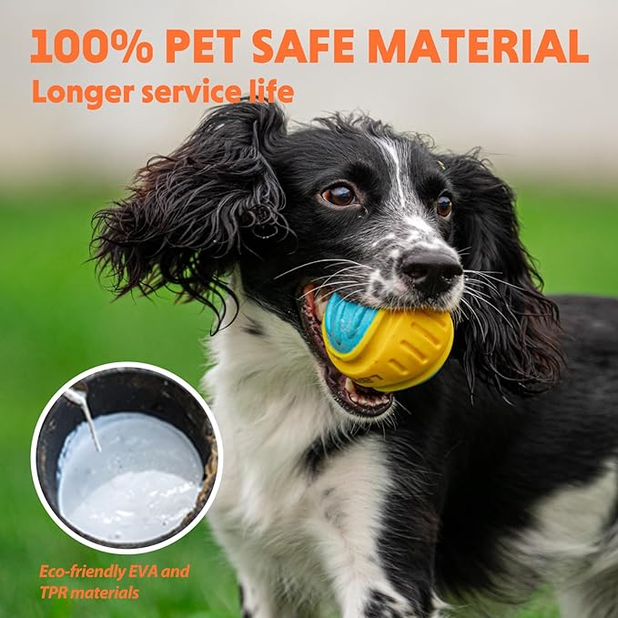 LaRoo Squeaky Dog Toy Ball, BPA Free Non-Toxic, High-Bounce & Waterproof, Floats in Water, Cleans Teeth， Relieves Anxiety, Interactive Chew Toy for Medium/Large Breeds, Indoor/Outdoor Play - 3.9''