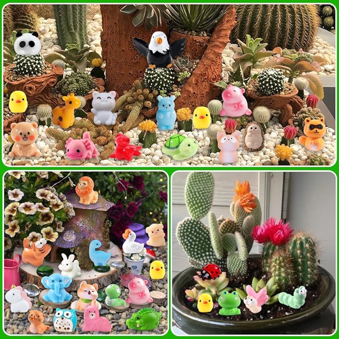 50pcs Mini Resin Animal 50 Styles Tiny Resin Animals Miniature to Hide Little Small Animal Figures Bulk for Holiday Party Favors Bag Fillers Garden Dollhouse Crafts Decor