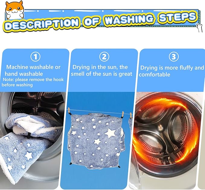 LEFTSTARER Noctilucent Luminous Guinea Pig Rat Hammock Bunkbed Hanging Tunnel and Soft Bed Mat for Ferret Hedgehog Squirrel Hideout Cage Accessories (6.Bunkbed Hammock Cloud&Star)