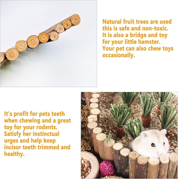 kathson 4PCS Hamster Wooden Bridge Toys,11.02" L x 6.09" W Large Climbing Toy,Rat Ladder,Small Animal Chew Toys,Wood Hideout Tunnel for Chinchillas Guinea Pig Gerbils Ferret Syrian Hamster Squirrel