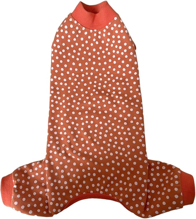 Sphynx Cat Four Leg Cotton Pajamas Elastic Pet Clothes for Hairless Cats Surgery Recovery Suit Undershirt Thermal Clothes for Sphynx, Devon, Cornish (White Dots, XL)