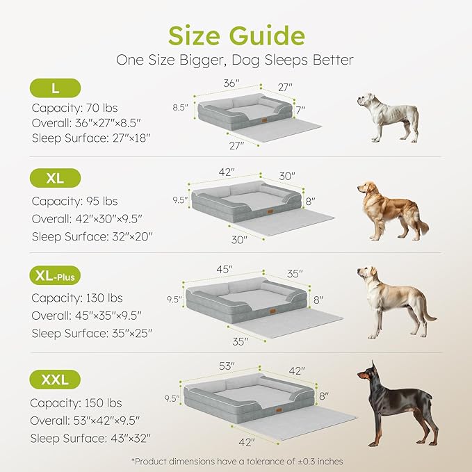 Extra Large Dog Bed, Orthopedic Pet Bed with Cooling Gel Memory Foam, Waterproof XL Dog Bed with Removable Washable Cover, 42" Pet Sofa Couch Dutch Velvet with Blanket Bone Toy, Light Gray