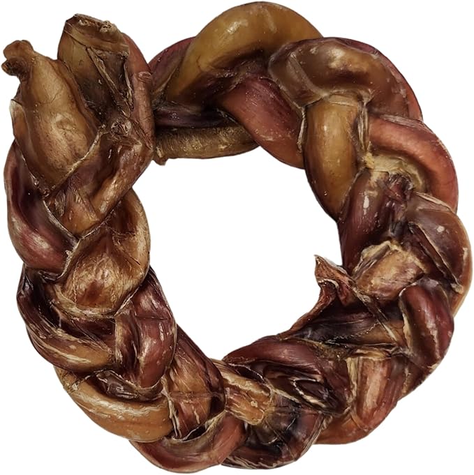 hotspot pets Braided Bully Stick Rings for Dogs -(6 Pack) Premium All Natural Long Twisted Beef Pizzle Dog Chew Treats - Grain Free Fully Digestible Rawhide Alternative Bones