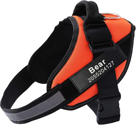 HOTGOL Custom No Pull Dog Harness with Personalize Name and Phone Number Tag,Reflective Breathable Adjustable Pet Vest for Small to Large Dogs