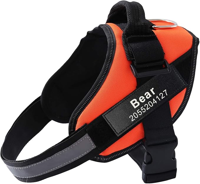 HOTGOL Custom No Pull Dog Harness with Personalize Name and Phone Number Tag,Reflective Breathable Adjustable Pet Vest for Small to Large Dogs