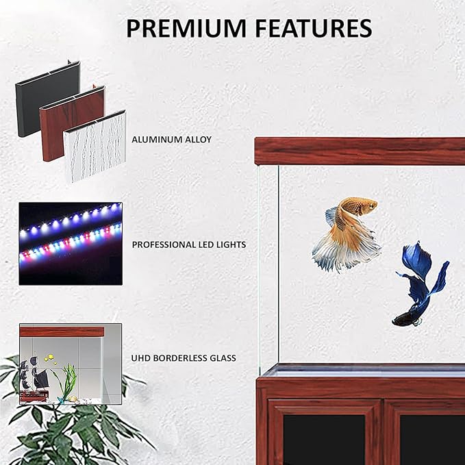 40 Gallon Fish Tank with Premium Tempered & Ultra Transparent Glass (Complete Aquarium Setup) RED Wood