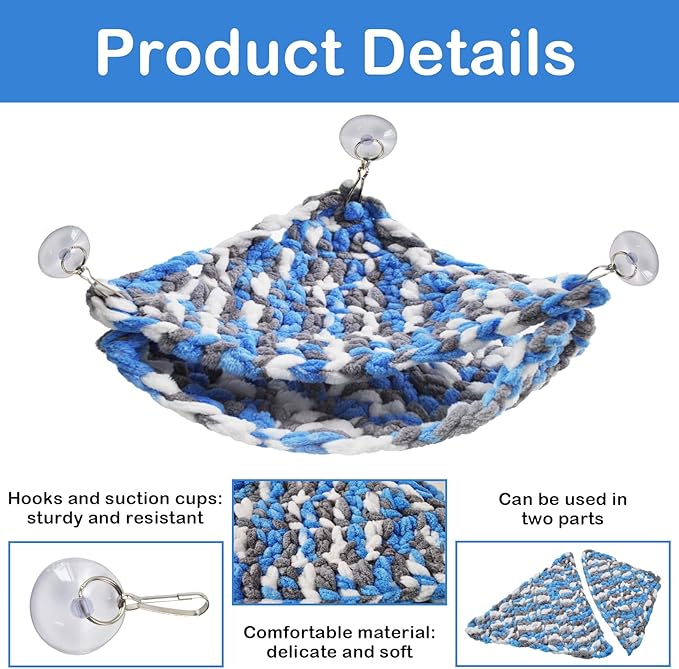 kathson Bearded Dragon Hammock Soft Double-Layered Reptile Hammocks Swing Hanging Bed with Suction Cups Hooks Tank Accessories Hammocks for Small Lizard Leopard Gecko Chameleon(Triangular)