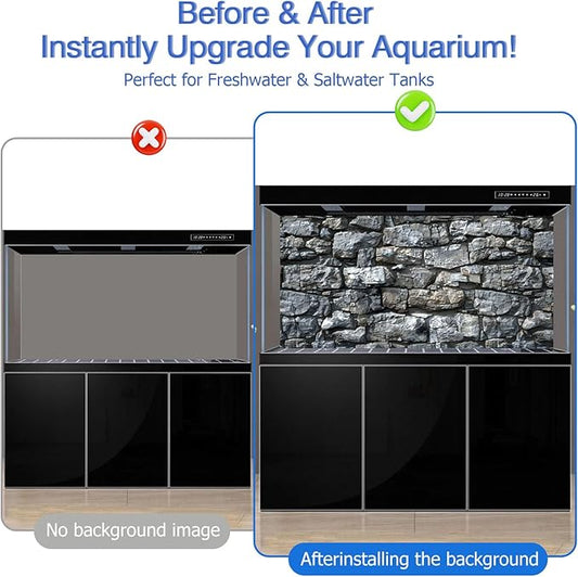 Aquarium Background & Fish Tank Background – Ultra HD Static Cling, Tape-Free, Realistic Rock Wall Design for Professional Aquarium Decorations 23.6 X 70.8 Inches