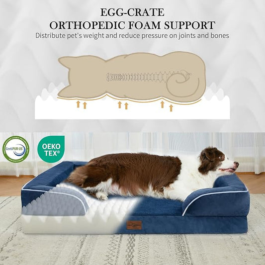 Comfort Expression Small Dog Beds Waterproof Cat Beds Orthopedic Foam Sofa Beds for Small Dogs Comfy Pet Bed with Washable Removable Cover & Non-Slip Bottom(XX-Small,Navy Blue)