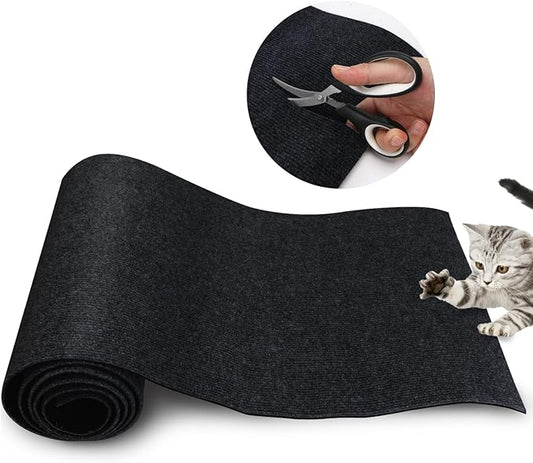 Cat Scratch Mat 120"x15.8",Cat Scratch Carpet Trimmable Self-Adhesive Cat Scratch Pad,Decorative Cat Tree Shelf，Cat Wall，Cat Scratching Post,Cat Couch Protector(Black)