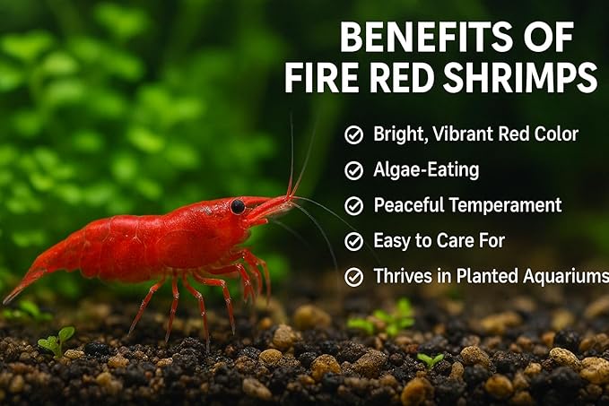 Yashkun Fire Red High-Grade Cherry Shrimp Neocaridina Freshwater Aquarium, Healthy and Sharp Live Shrimps with Live Arrival (Pack of 20)