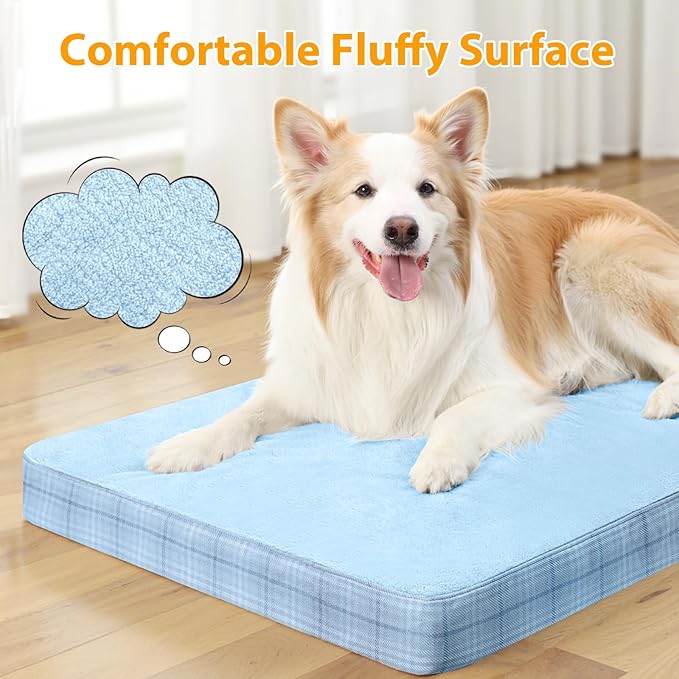 MIHIKK Washable Orthopedic Dog Bed for Large Dogs, XL Waterproof Pet Bed with Egg Crate Foam Strong Support, Machine Washable Cover & Anti-Slip Bottom & Durable Zipper 41x27(Blue)