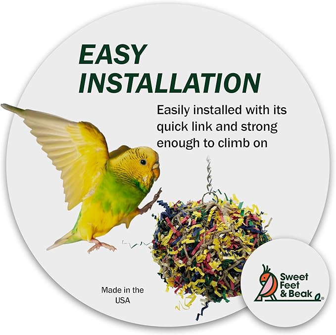 Super Shredder Ball - Bird Cage Accessories to Keep Your Bird Busy Foraging for Hidden Treasures - Non-Toxic, Easy to Install Bird Foraging Toys for Medium Sized Birds - 5 Inch