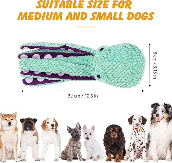 Octopus Dog Toys, No Stuffing Squeaky Dog Toys Chew Toys for Dogs Puppy Toys Indestructible Dog Toy for Small & Medium & Large Dogs (Green)