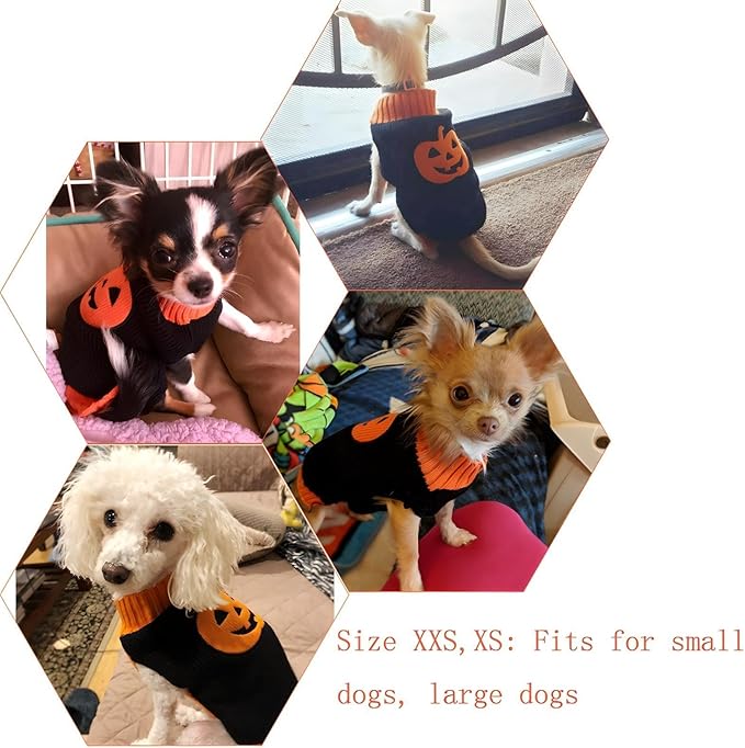 NACOCO Dog Sweater Pumpkin Pet Sweaters Halloween Holiday Party for Cat and Puppy (XS)