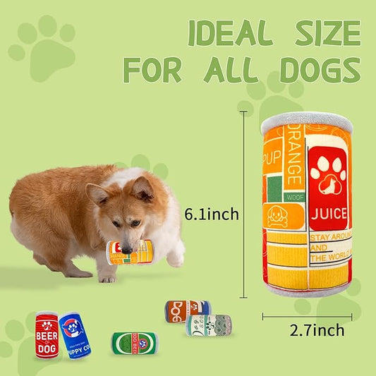 Plush Squeaky Dog Toy - Dog Beer Shape Interactive Chew Toy for Small/Medium/Large Dogs, Stuffed Funny Dog Can Toys, Ideal for Indoor Home Play & Outdoor Activities, Puppy Birthday Gift (3 Pack)